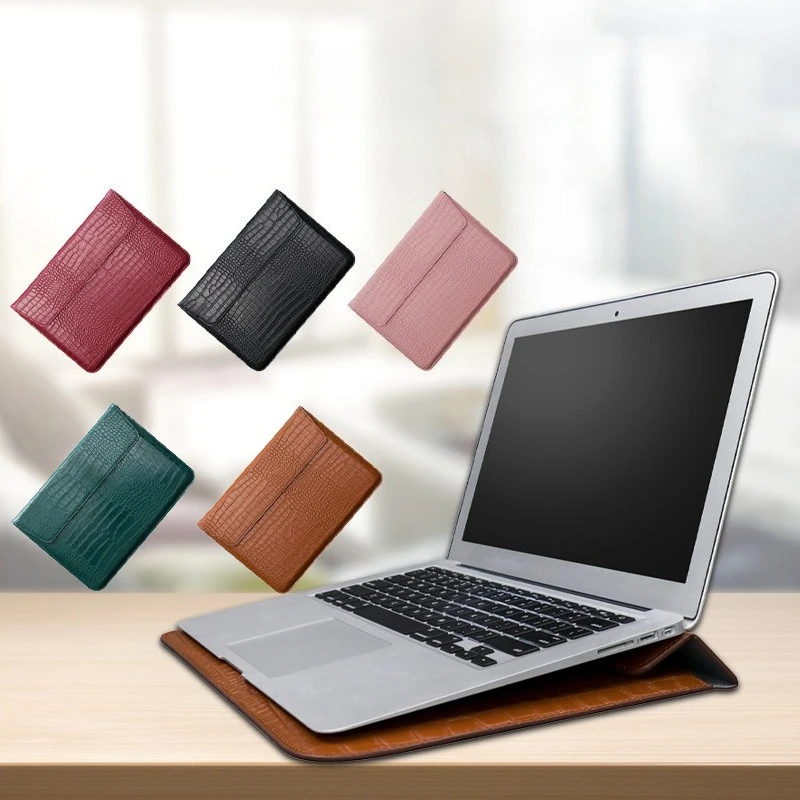 For Macbook Neo Pro Air 13 11 14 15 16 Inch Laptop Sleeve Crocodile Pattern PU Leather Magnetic Envelope Pouch Case Anti-scratch - view 2