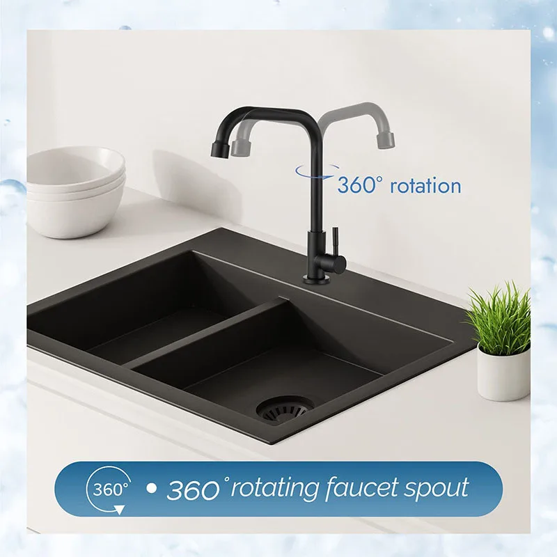 G1/2 black Stainless Steel Kitchen Faucet Water Purifier Single head Cold water Taps Rotation Deck Mount Handle Faucet 9/16