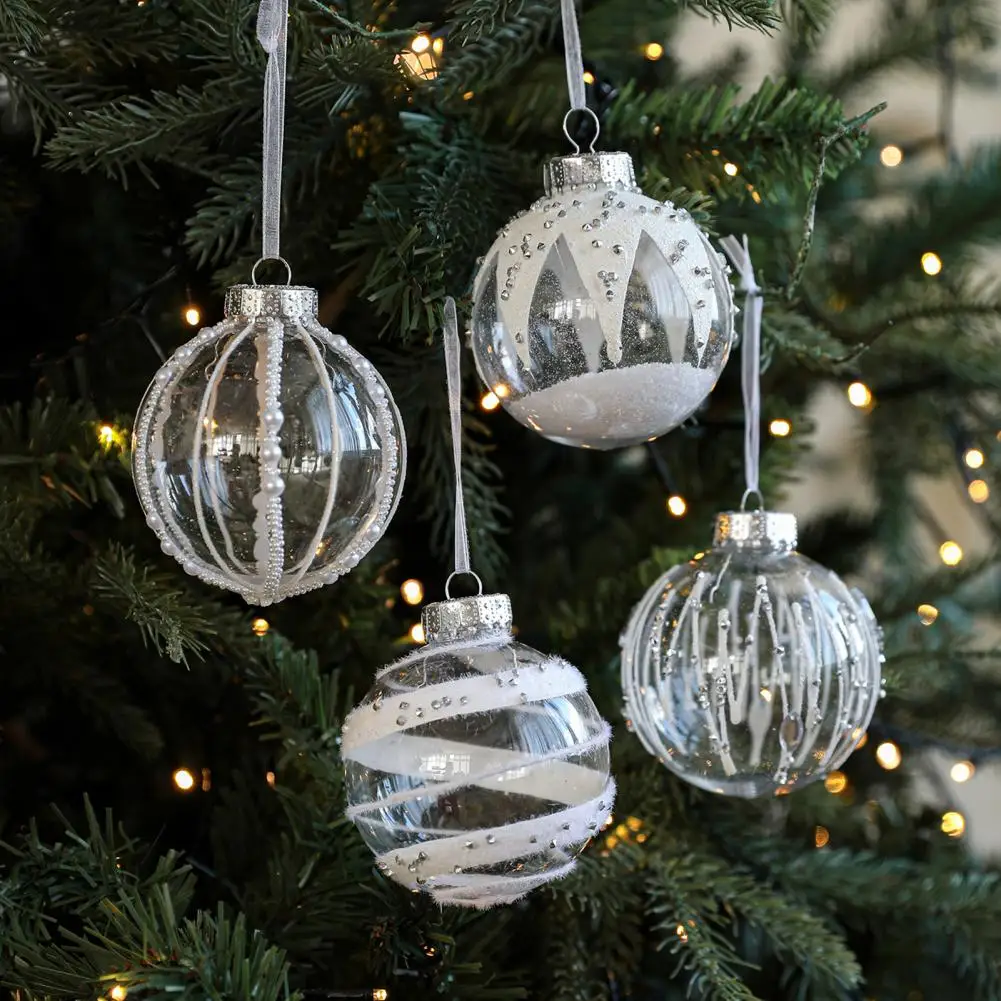 Holiday Hanging Decorations Festive Christmas Ball Ornaments with Faux Pearls Rope for Tree Decoration Elegant Home for Holidays