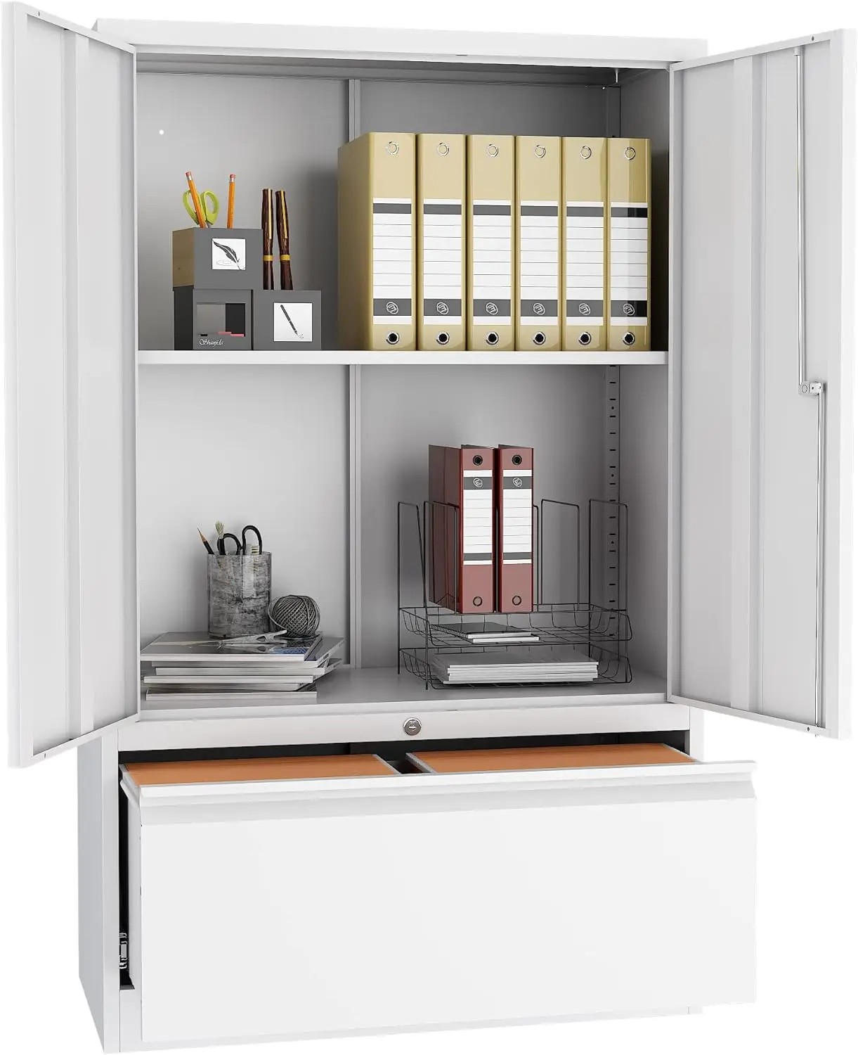 Metal Storage Cabinets with Lockable Drawers and Doors, Lateral File Cabinets Metal Filing Cabinet for Home Office Hanging Files