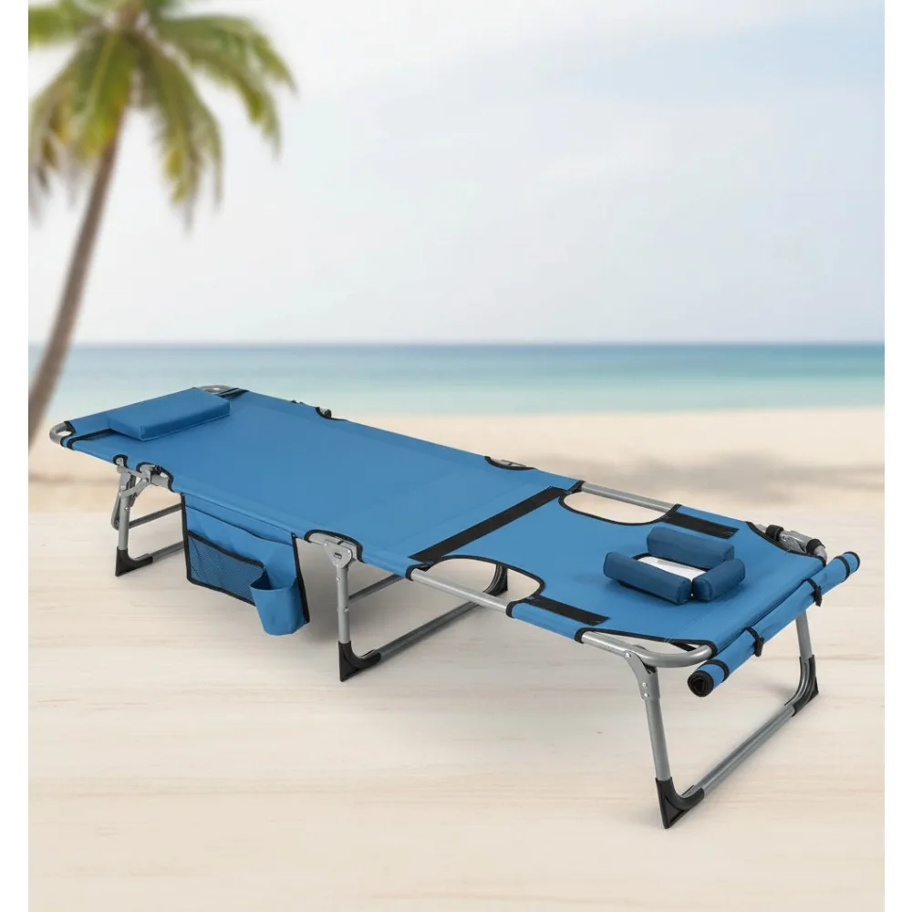 

Складное кресло для загара на открытом воздухе с отверстием для лица и подлокотников, 5-позиционная регулируемая гостиная для загара для пляжного бассейна, лужайки