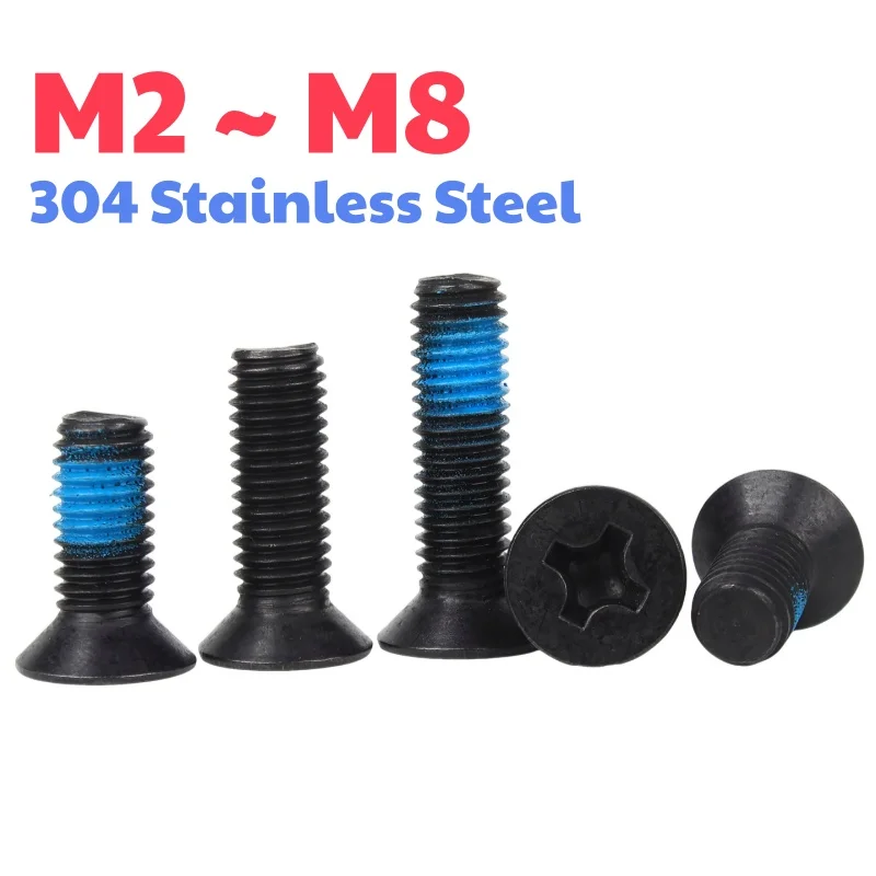 M2 ~ M8 Black 304 Stainless Steel Cross Flat Countersunk Head Screw Blue Dispensing Bolts Length 4~30 mm