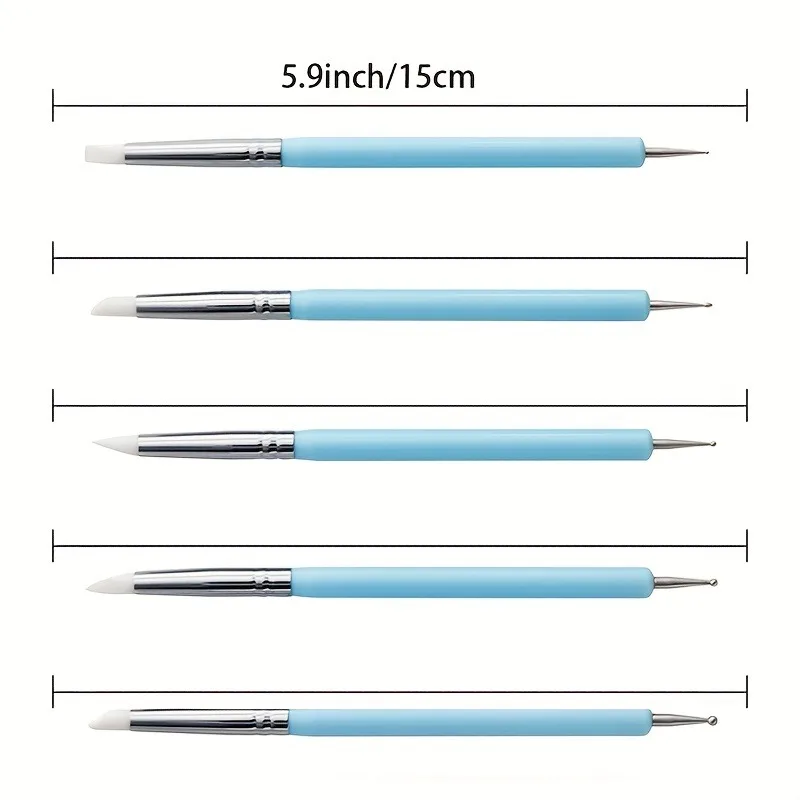 네일 아트용 폴리머 모델링 클레이 조각 도구, 실리콘 도팅 펜, 볼 스타일러스, 도자기 세라믹 클레이 압입 세트, 9 개