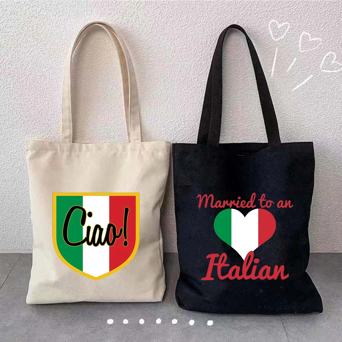 Cinque Terre Duomo Florence Forza Italia Ciao Bella Italian Map Flag Italy Sayings Quotes Heart Canvas Tote Bag Shopper Handbags