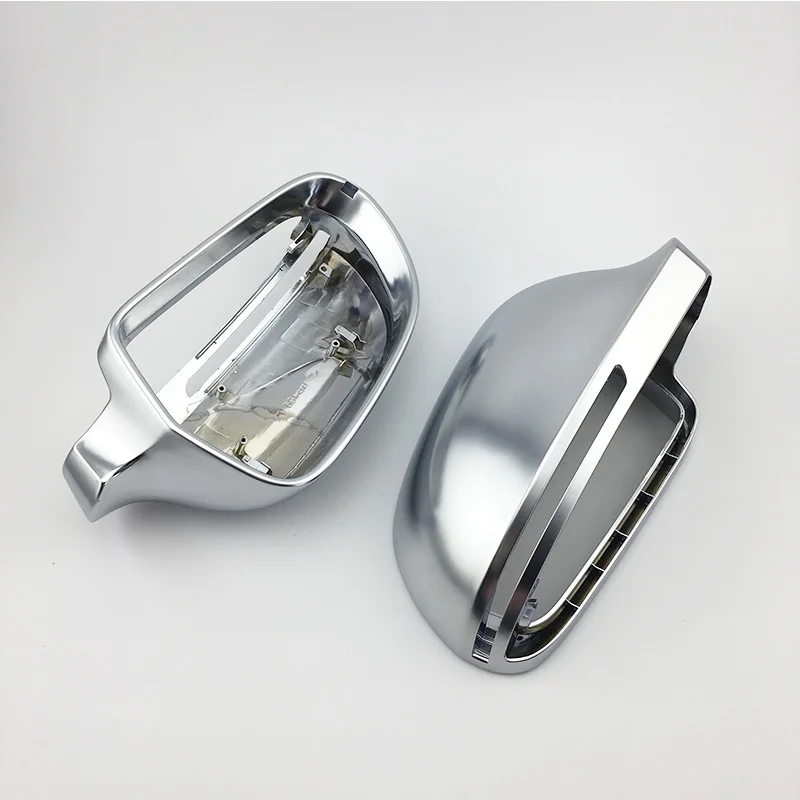 2PCS/SET B8 Rearview Wing Mirror Cover for AUDI A3 S3 Q3 A4 S4 A5 S5 A6 S6 A8 S8 ABS Silver Chromed no Assist