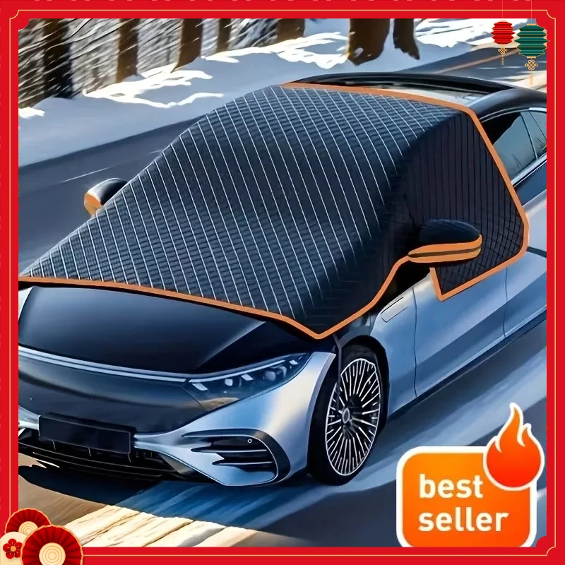 1PCS Magnetic Fastening Car Windshield Snow Cover Oxford Cloth Windshield Protector UV/Sunshade With Orange Reflective Strip