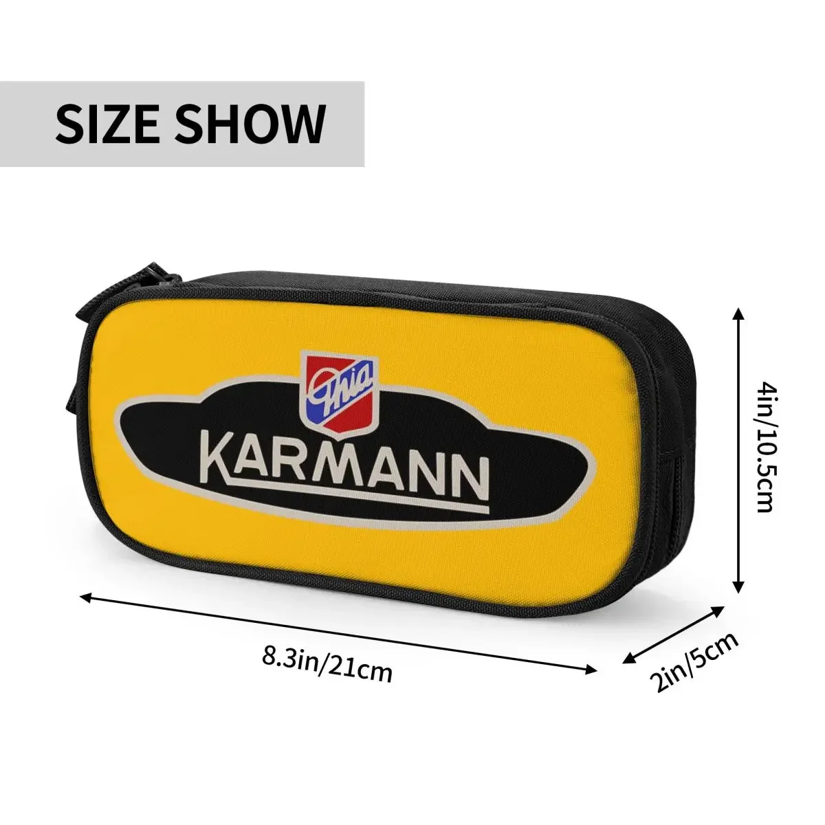 Karmann Ghia Emblem Pencil Cases for Students School Pen Box Pencil Bag Big Capacity Pencil Pouch Storage Stationery Supplies
