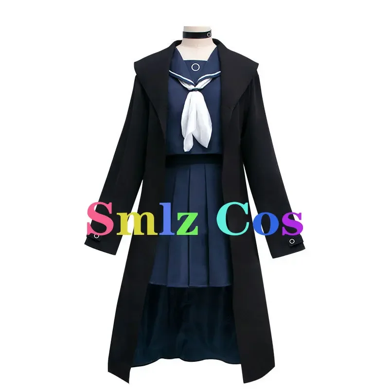 Purana Anime Arquivo Azul Cosplay Traje para Mulheres e Meninas, Vestido Azul Prana, Trincheira Preta, Peruca Traje de Halloween