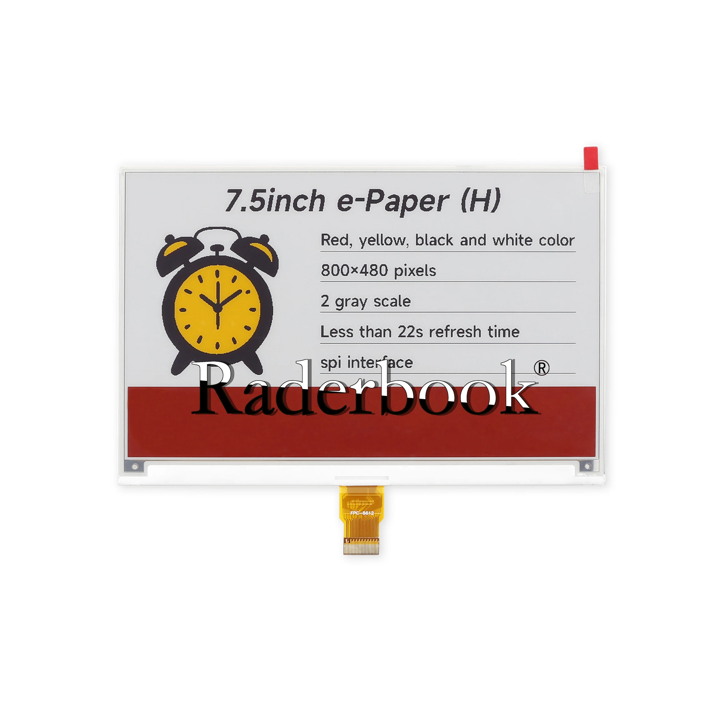 7.5인치 검정, 흰색, 노란색 및 빨간색 800x480 네 가지 색상 전자 잉크 스크린 전자 종이 디스플레이 SPI 스크린 GDEM075F52