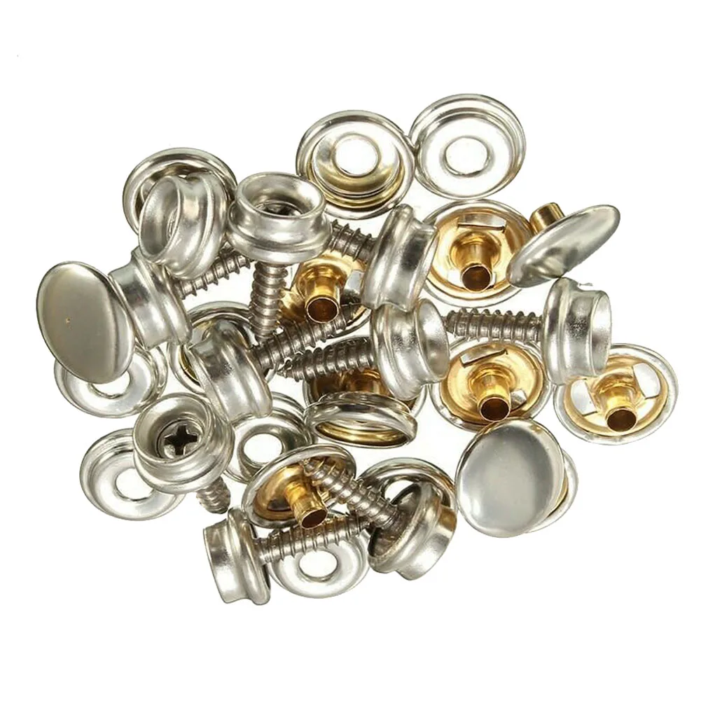 30pcs/Set Snap Fastener Stainless Canvas Capos Screw Tent Marine Boat Canvas Cover Tools Sockets Buttons Car Canopy Accessories