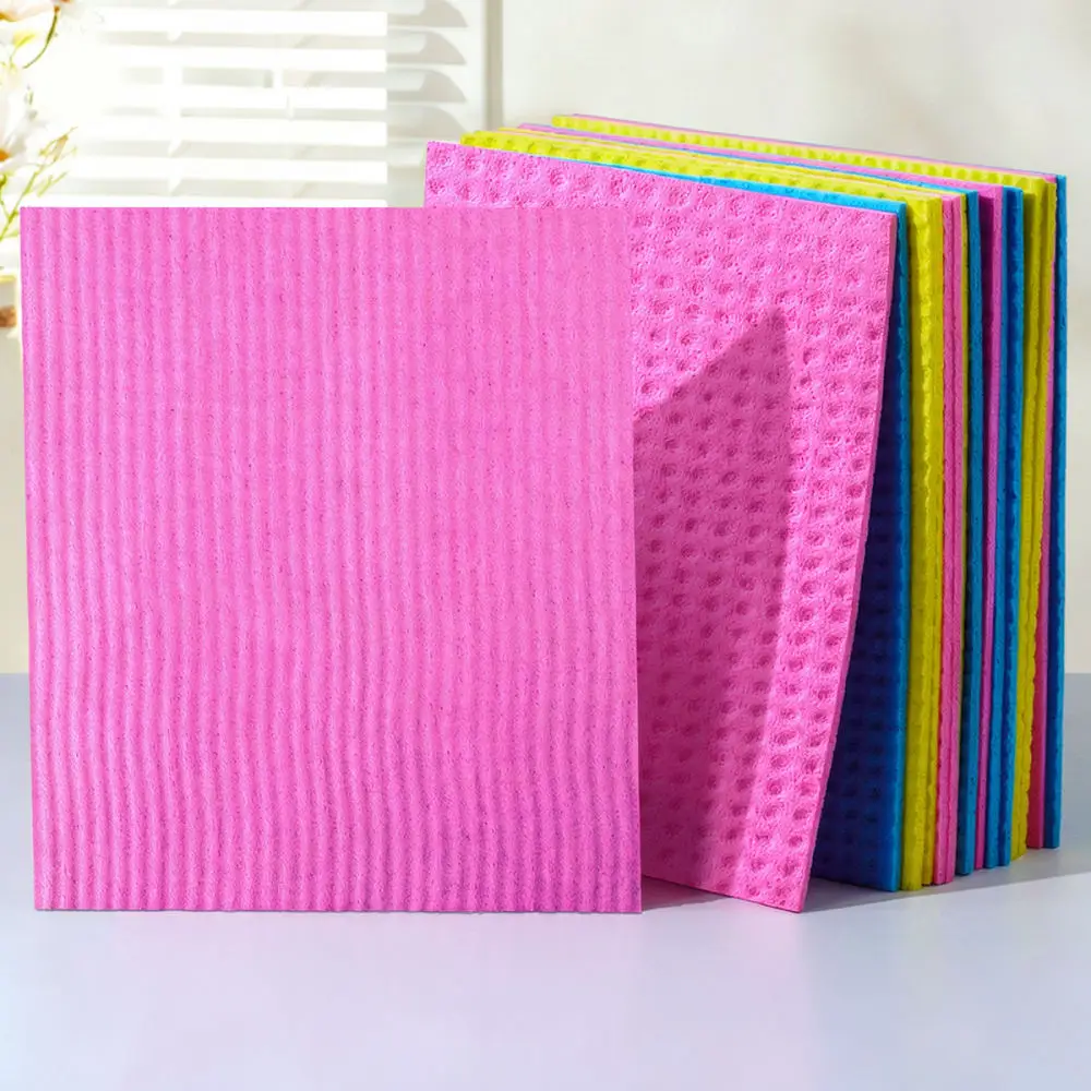 Natural Wood Pulp Dish Rag Kitchen Cleaning Cloth Super Absorbent Soft Scrubber For Household Pots Pans Surface Wipe