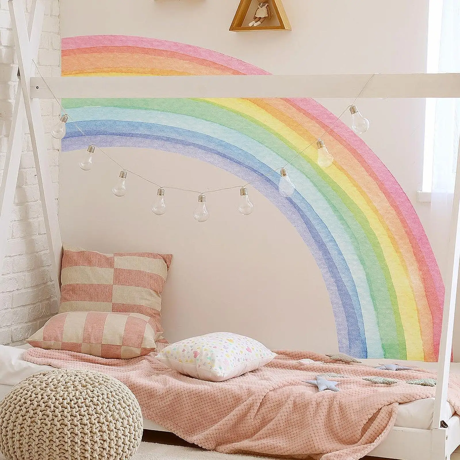 DIY Watercolor Rainbow Wall Sticker Mural Set Wall Decoration 163x142cm for for Girls Room Accessory Lightweight Versatile