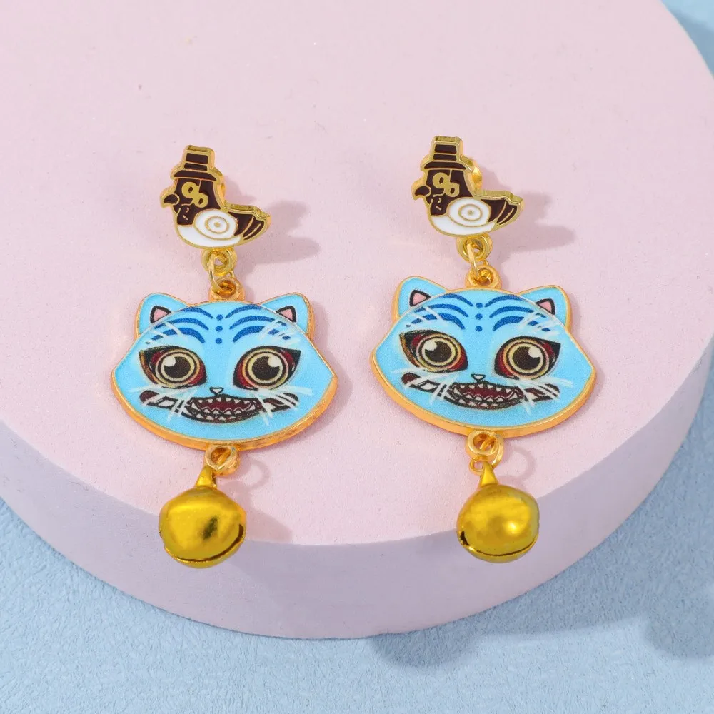 

KPOP Охотник на демонов Дерпи Тигр Сорока Мультяшные серьги-подвески с животными Деталь колокольчика Женские модные украшения Подарок на день рождения