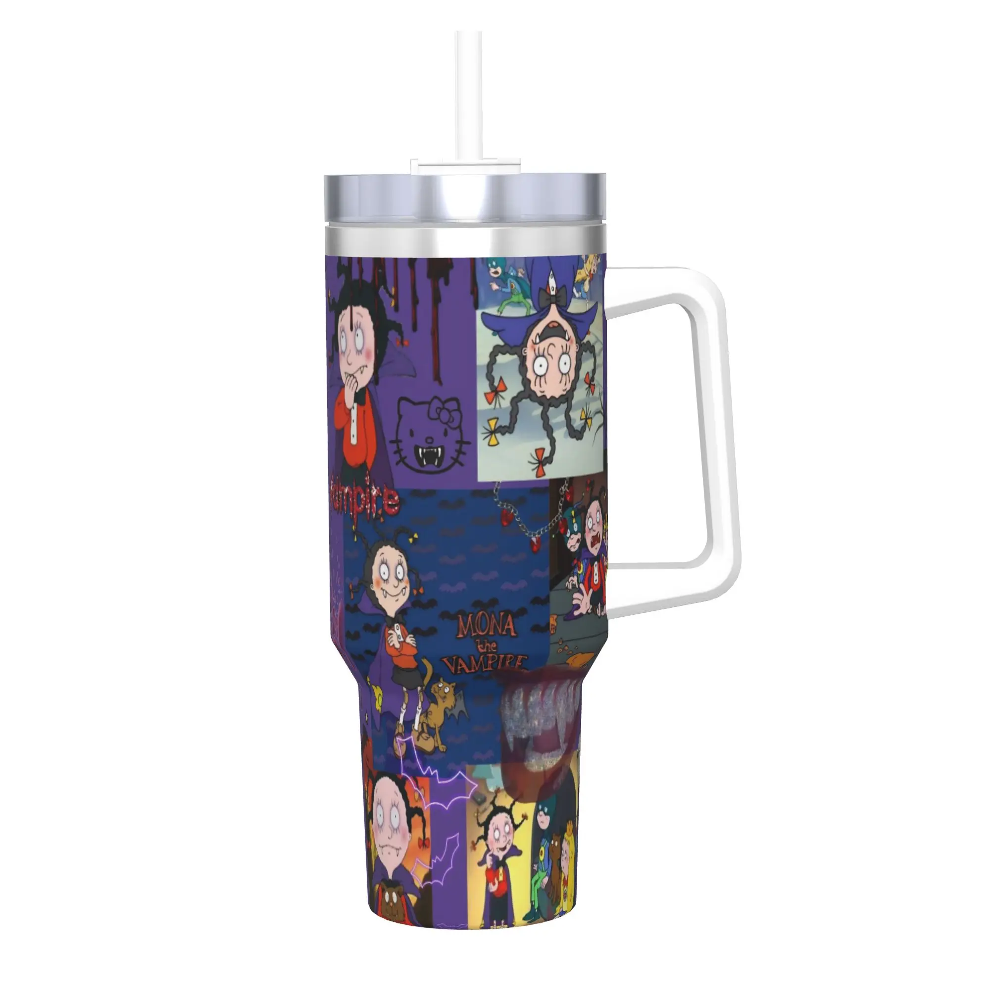 Mona The Vampire Anime Tumbler Vacuum Insulated  Thermal Cup Vacuum Flask Office Home Mug Water Bottle 40oz
