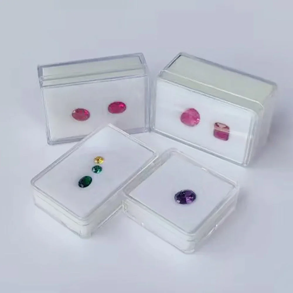 Transparent Gemstone Jewelry Display Box Earring Organizer Holder Beads Ring Packaging Case 10Pcs Diamond Stone Storage Box