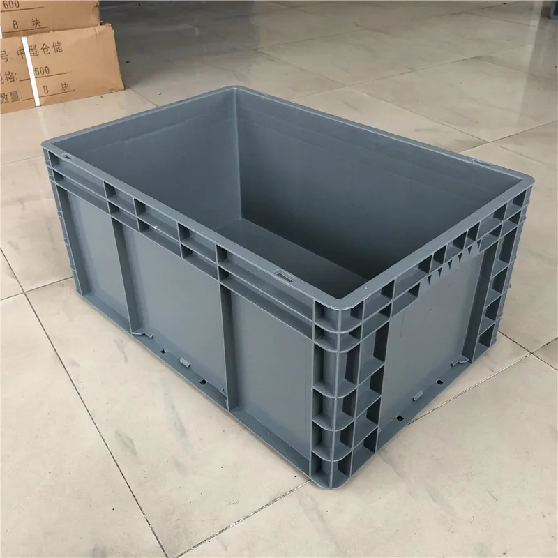 Customized EU4628 European standard auto parts gray plastic turnover box with lid logistics turnover box reinforced bottom plast