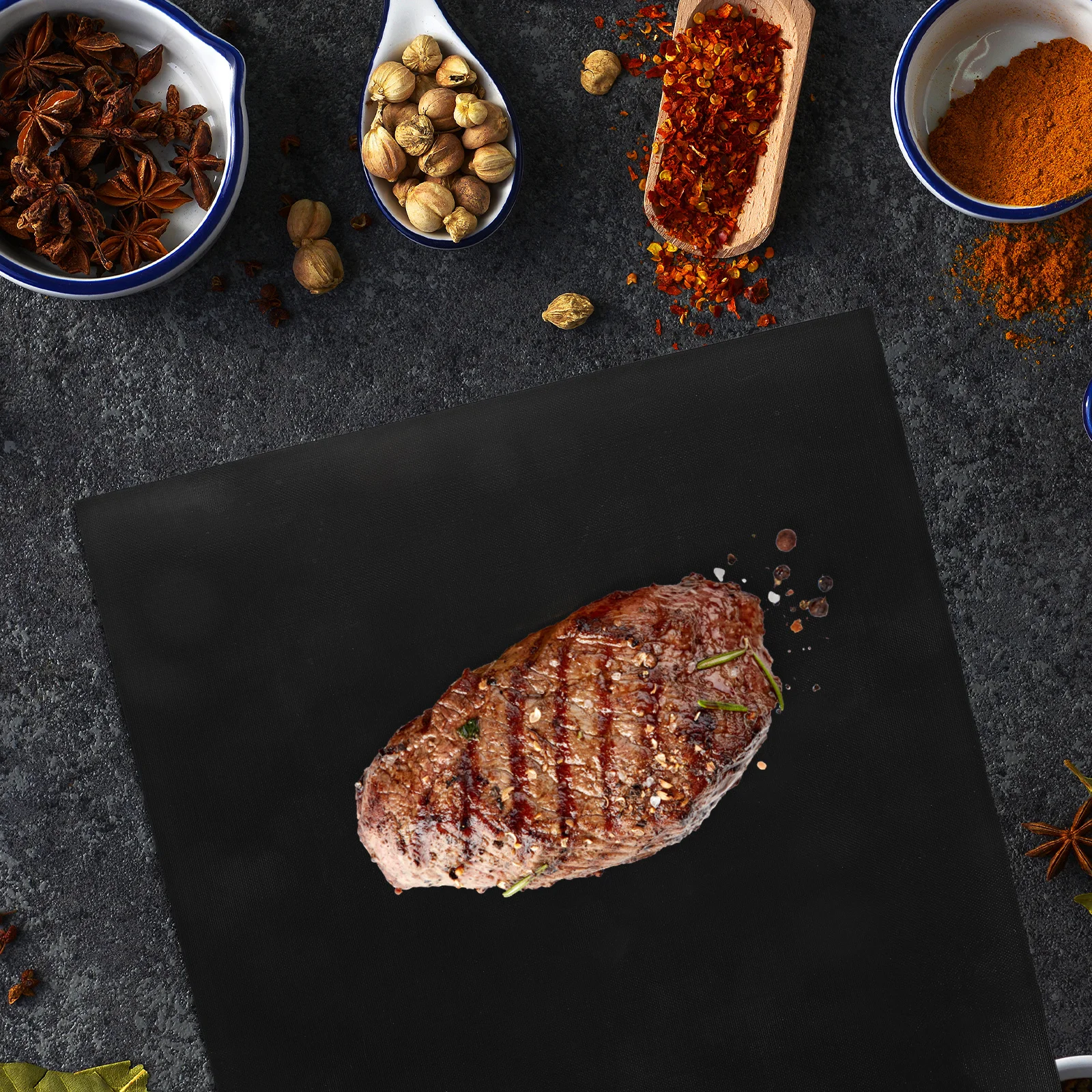 

3Pcs Bbq Grill Mats Non-Stick Reusable Heat Resistant Barbecue Cooking Sheets Outdoor Grilling Pads Camping Family Barbecue