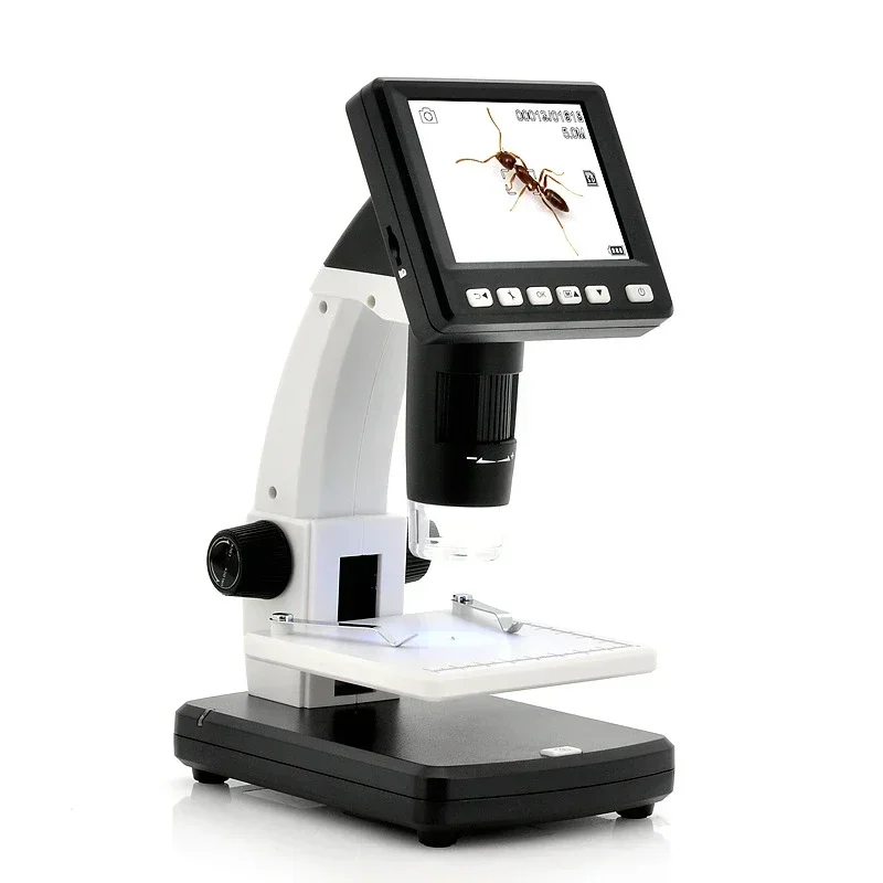 10x-300x Portable Stand Alone Digital Microscope 3.5 Inch 5M Image Sensor Soldering Phone Repair Photo Video Magnifier