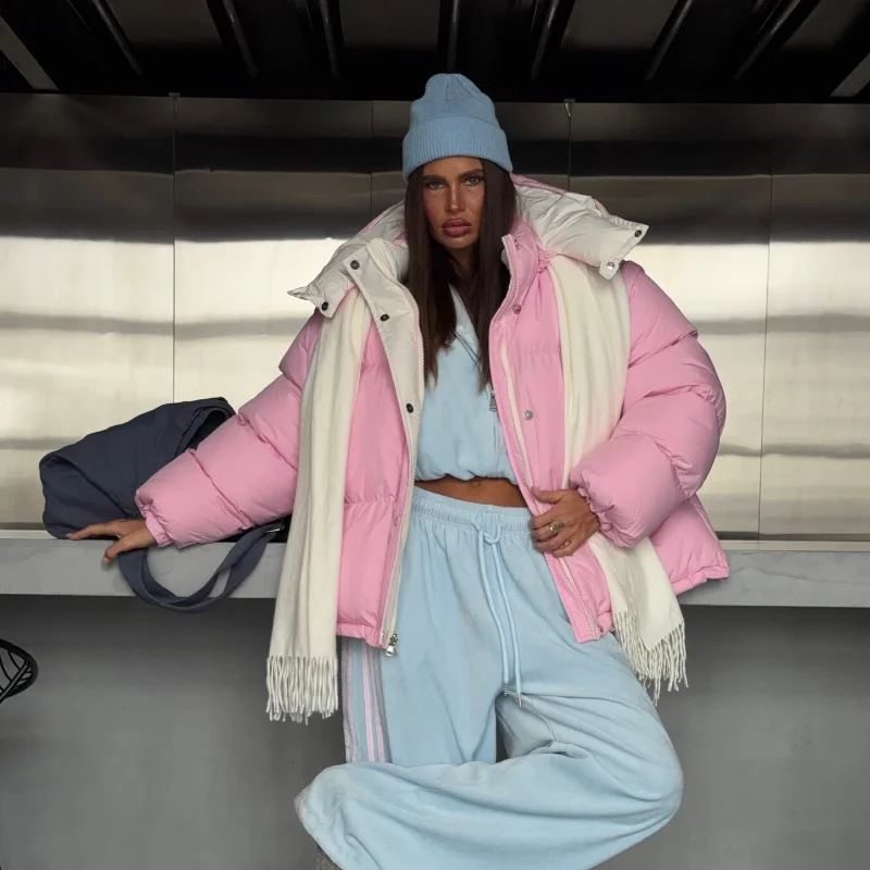 Stylish Chic Reversible Padded Coat Versatile Designers Elegant Hood Female Jacket Fashionable Trendy Casual Women Outfit