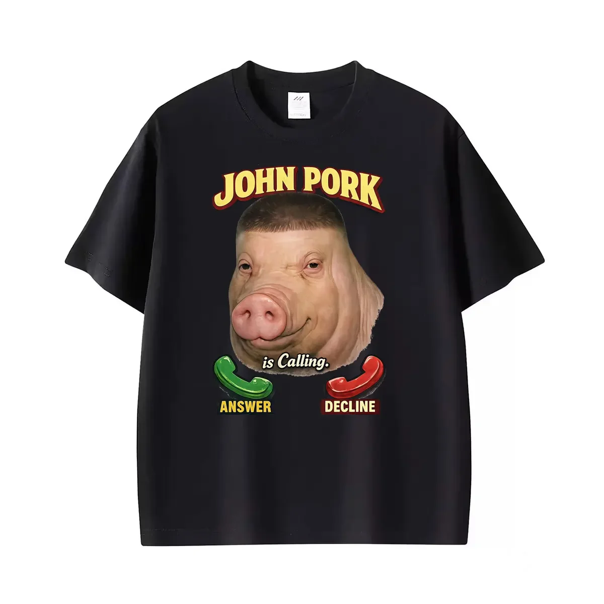 John Pork Is Calling Viral Meme Phone Call Graphic T-shirt Men Women Summer Streetwear T Shirts Oversized Cotton Casual T-shirts