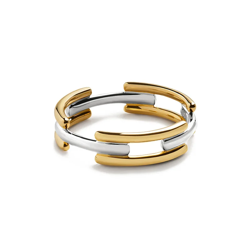 

Withered S925 Sterling Silver Two Tone Personalized Versatile Cross Fashion Light Luxury Ring Elegant Party Jewelry Rings Women