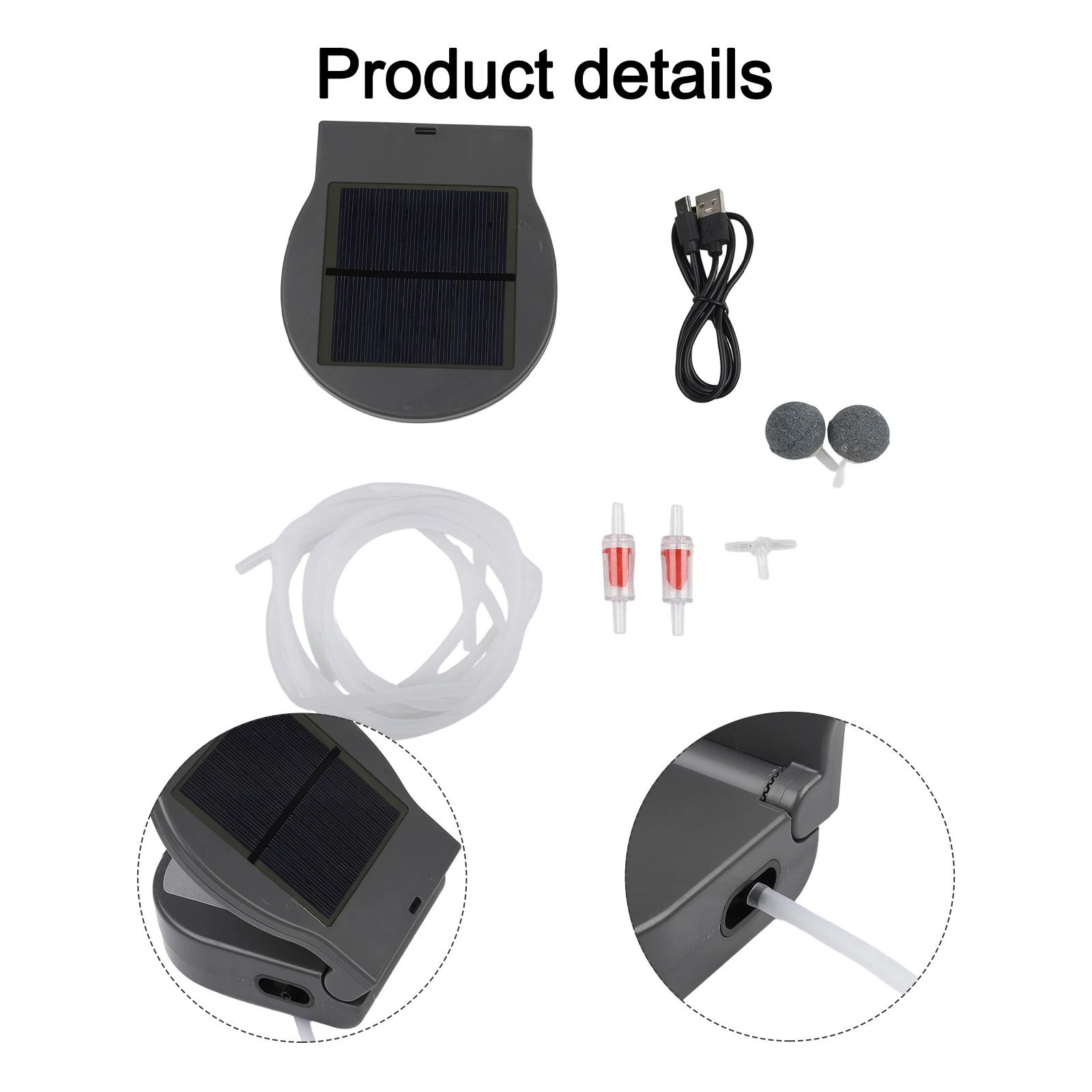 Multi Mode Solar For Pond Pump with Built in Battery for Oxygen Aeration and Fish Transport USB and Solar Charging Options