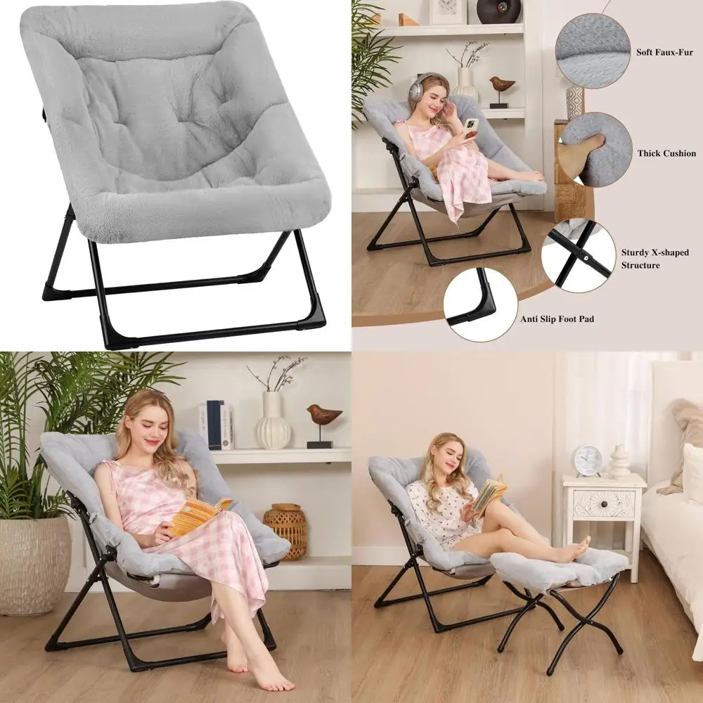 

Серое кресло-шезлонг увеличенного размера для взрослых, для общежития и гостиной, для чтения, гибкое акцентное кресло для подростков, очень большое, комфортное