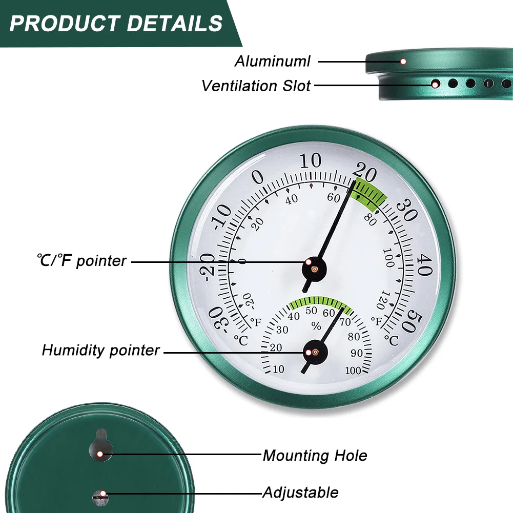 2 In 1 Stainless Steel Thermometer Hygrometer Auto Measure Thermometer for Home Office Temperature Humidity Meter