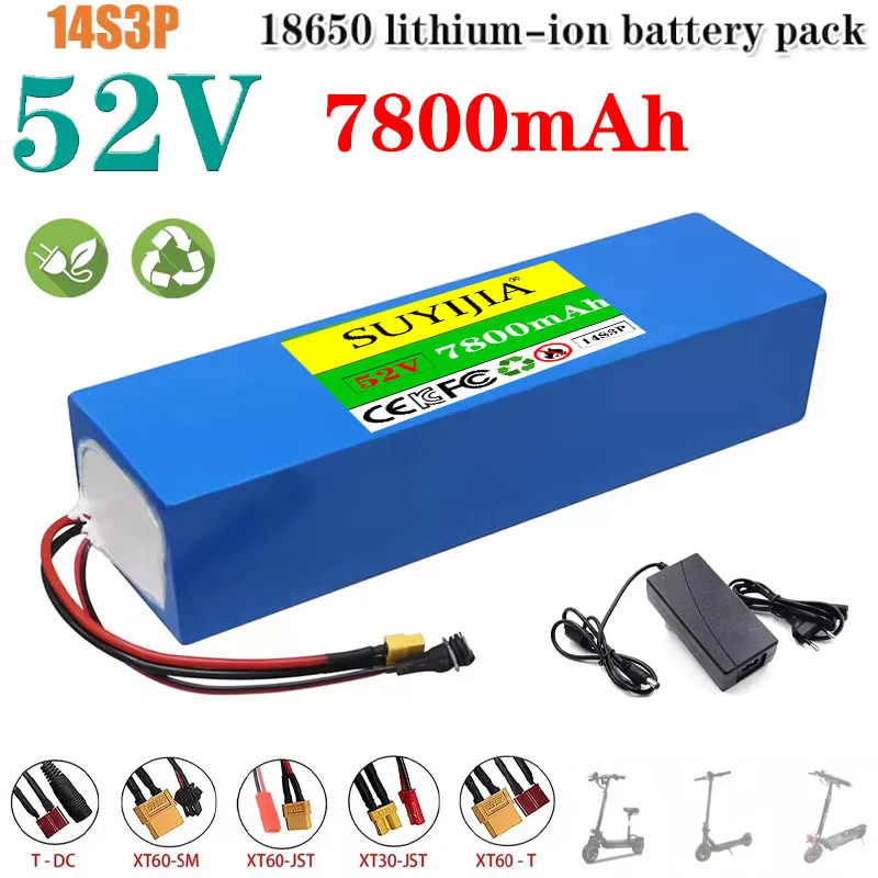 14S3P 52V 7,8Ah 100% Véritable Capacité 1000W Avec BMS + Batterie Li-ion Rechargeable 58,8V