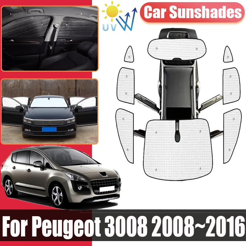 Auto Sunshades For Peugeot 3008 Accessories 2008 2009 2010 2011~2016 Car Covers Full Coverage Sunshade Privacy Blocks Anti-UV