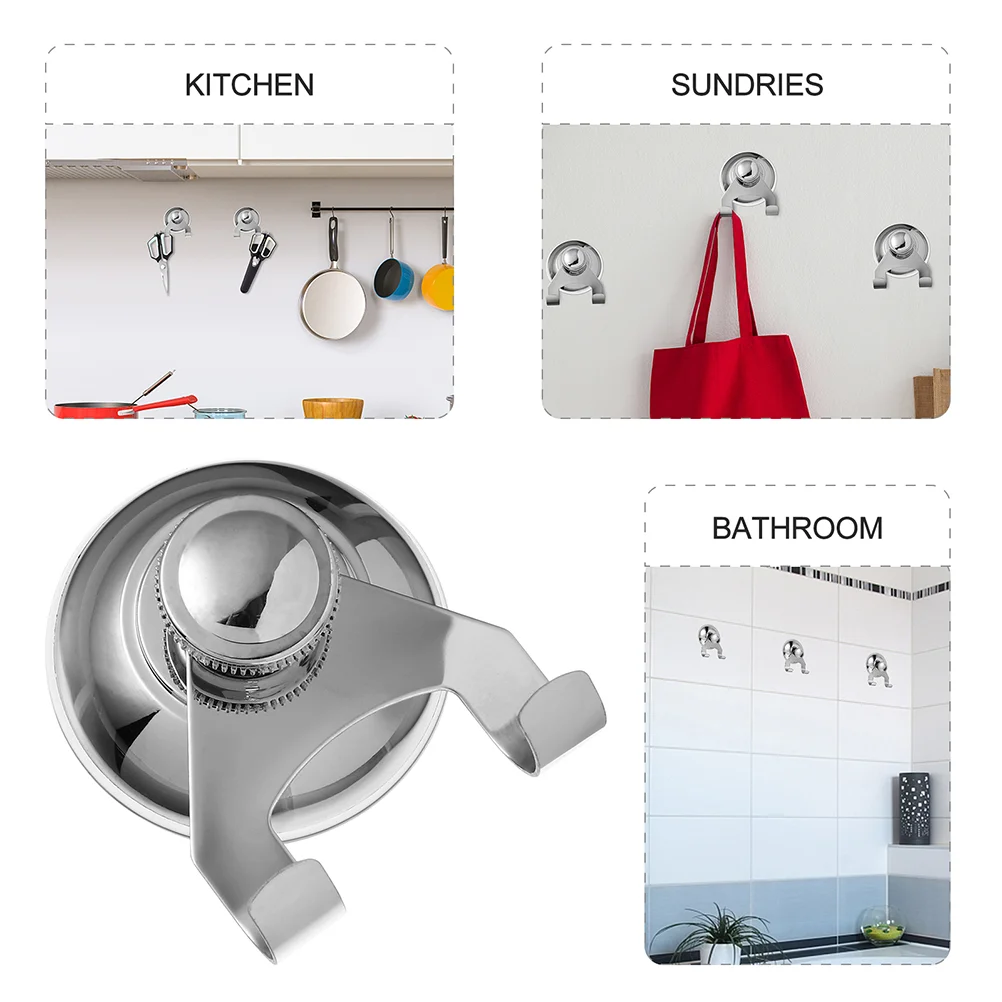 Sucker Clothes Hook Suction Cup Hooks for Shower Curtain No Punching Bathroom Towel Holder Stainless Steel Heavy Duty Hanger