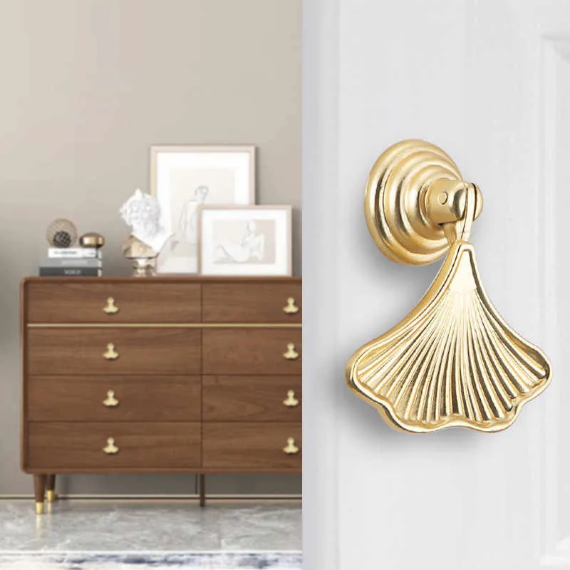 1PCS New Chinese Style Fan-Shaped Drawer Handle Furniture Hardware Ginkgo Leaf Single Hole Bookshelf Shoe Cabinet Handle