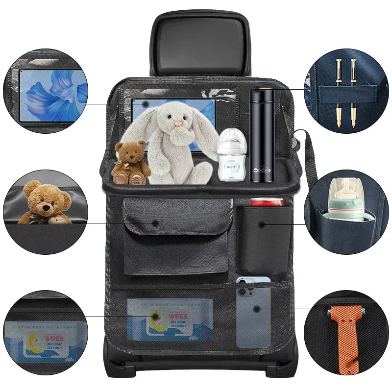 Car storage bag Oxford cloth seat back car storage bag Car supplies foldable dining table and chair back bag