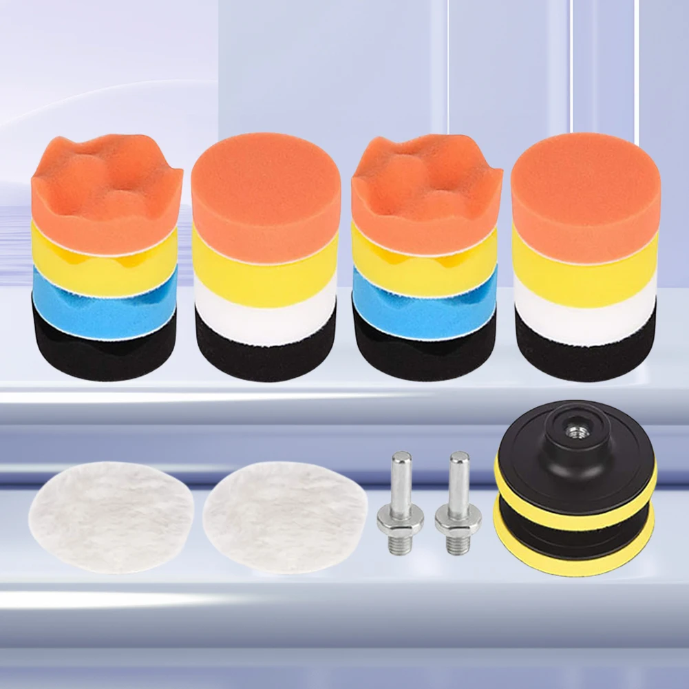 22 قطعة 3 بوصة رغوة الوسادة عازلة عدة قابل للغسل سيارة الملمع منصات عدة التلميع الصبح نظيفة البولندية للسيارات دراجة نارية إزالة الخدوش