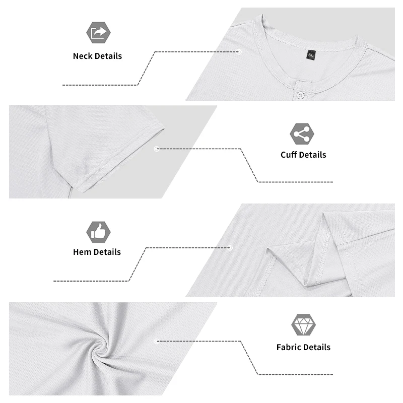 Herren Schnelltrocknendes Eyelet Henry Kurzarm-T-Shirt, Einfarbig mit Rundhalsausschnitt, Sommer Casual Slim Fit Muskel-Gym-Top, 1 Stück – Detail 5