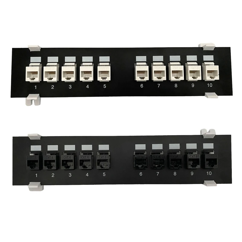 10 porta reta-através do painel de remendo cat6 rj45 cabo adaptador keystone jack ethernet distribuição quadro utp 19in