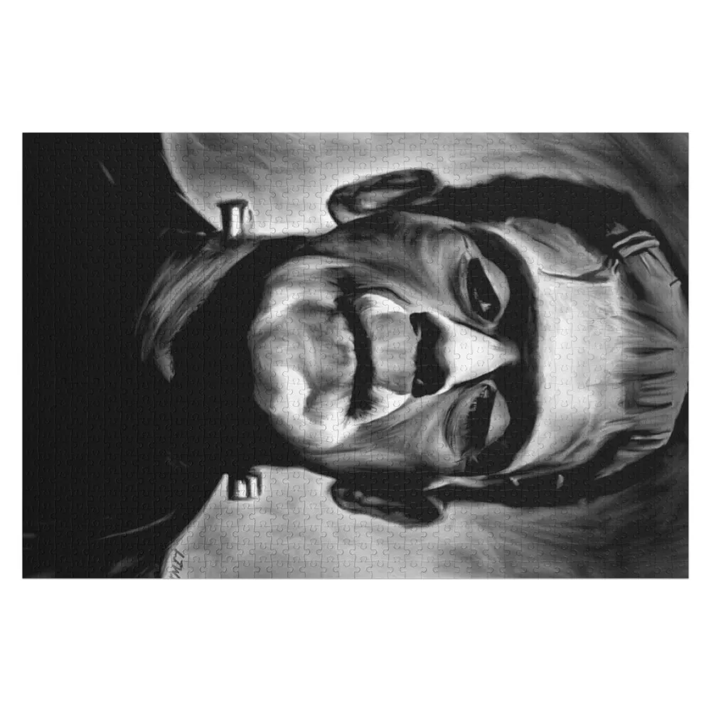 

Цифровая иллюстрация Франкенштейна: черно-белый деревянный пазл-головоломка с именем, персонализированная детская игрушка, пазл-моторикша