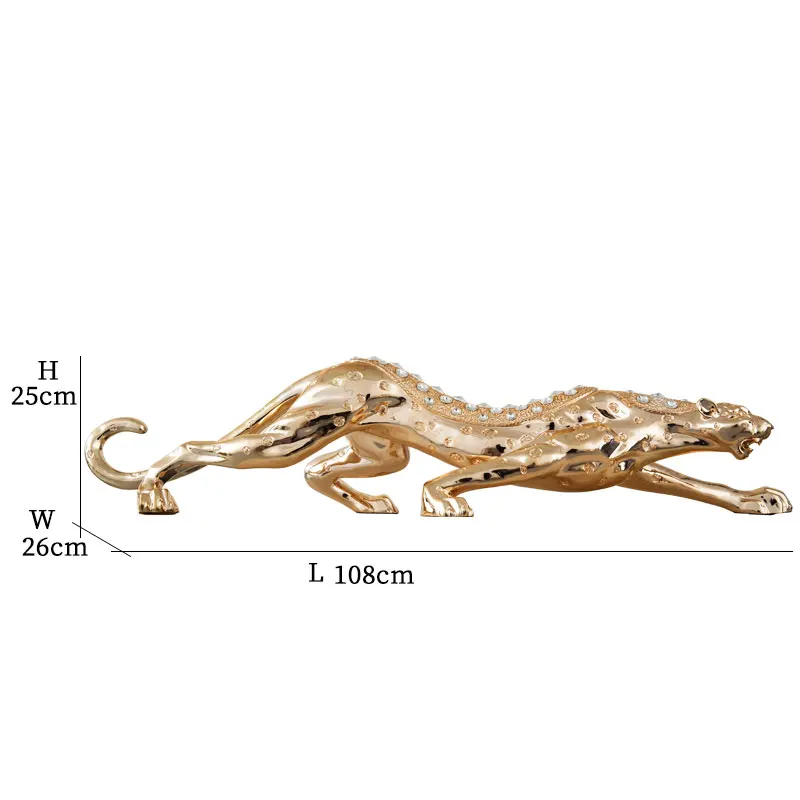 Home Decor Resin Tiger Leopard Decoration Life Size Resin Animal Gold Color Leopard Statues