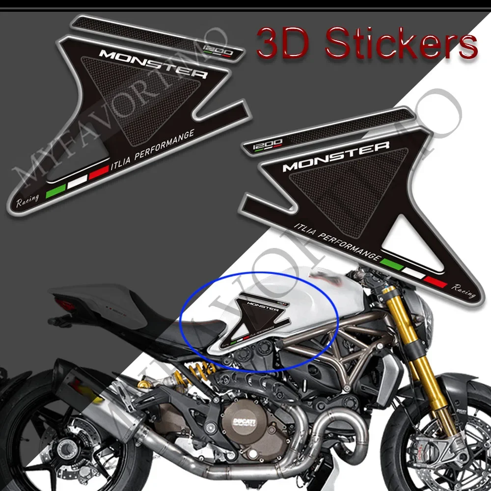 

Motorcycle 3D Stickers For Ducati Monster 1200 S R 1200S Tank Pad Grips Decals Gas Fuel Oil Kit Knee Protection TankPad