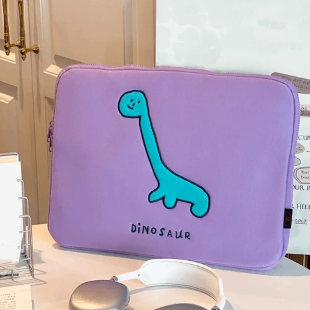 

Портативная сумка для ноутбука с рисунком динозавра, противоударная фиолетовая сумка с рукавами для планшета, тонкая кавайная сумка для компьютера для девочек/женщин/женщин