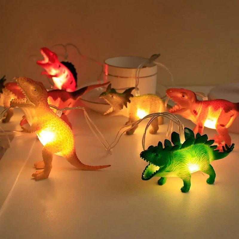 2023 nuevo creativo 10/20 LED dinosaurio cadena de luz alimentada por batería dibujos animados Navidad luces de hadas fiesta niños habitación decoración lámpara