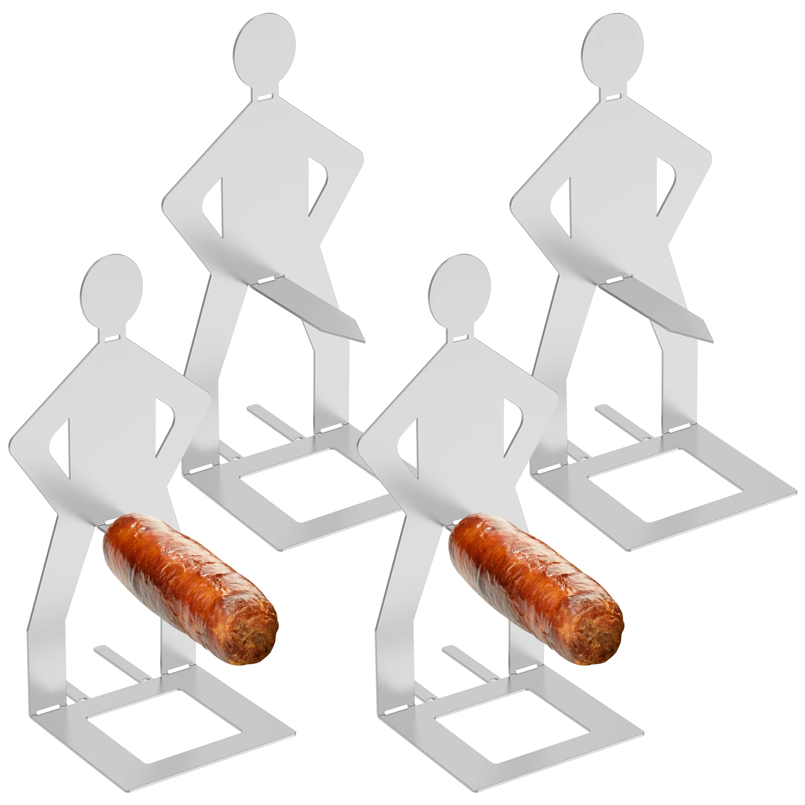 

2/4 Pcs BBQ Sausage Holder Stainless Steel Hot Dog Grill Holders Portable Hotdog and Sausage Stand for Camping BBQ Accessories