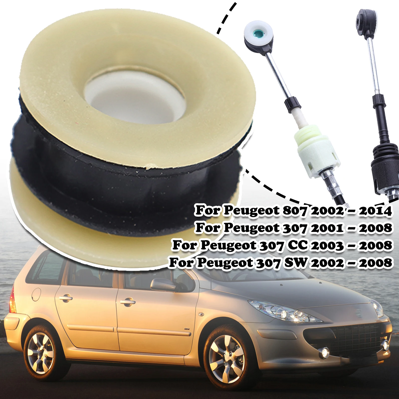 

For Peugeot 807 307 / 307 CC / 307 SW Manual Gear Shift Selector Lever Linkage Cable Shifter Bushing 2444HG 1064757 1401177180