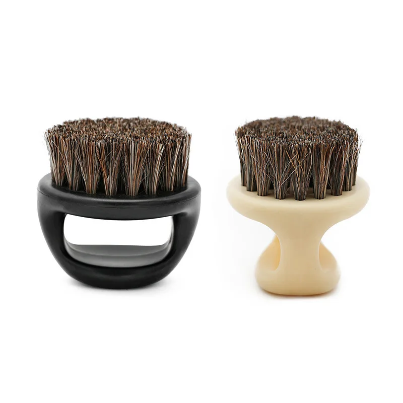 Cepillo de barba de cerdas de caballo de pelo de anillo de Barbería para hombres, cepillo de afeitar portátil, cepillos de barba de barbero, cepillo de limpieza Facial de salón