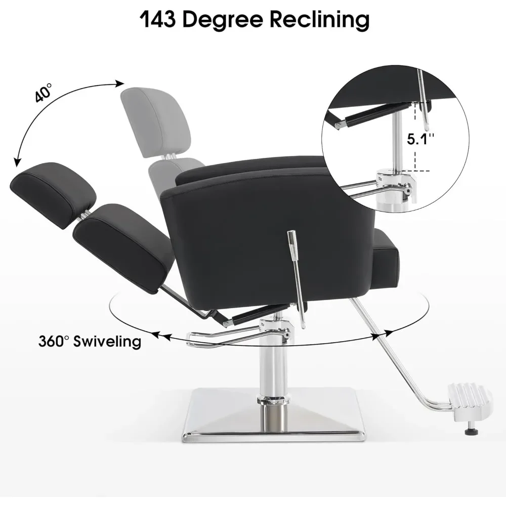 Classic Barber Salon Chair with Hydraulic Pump, Professional Reclining for Hair Stylist,Home Spa Salon Styling Beauty Equipment