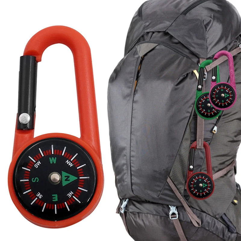 

Mini Compass With Hook 2-in-1 Multifunctional Hiking ABS Carabiner Sensitive Guide Outdoor Mountaineering Key Ring Camping Tool