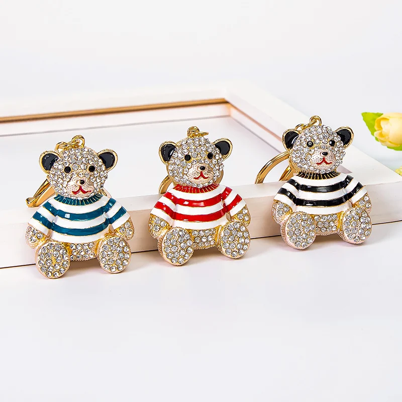 1pcs Cute Cartoon Bear Keychain Toy Girl Bag Car Key Ring Pink Blue Mobile Phone Pendant Jewelry брелок на сумку​