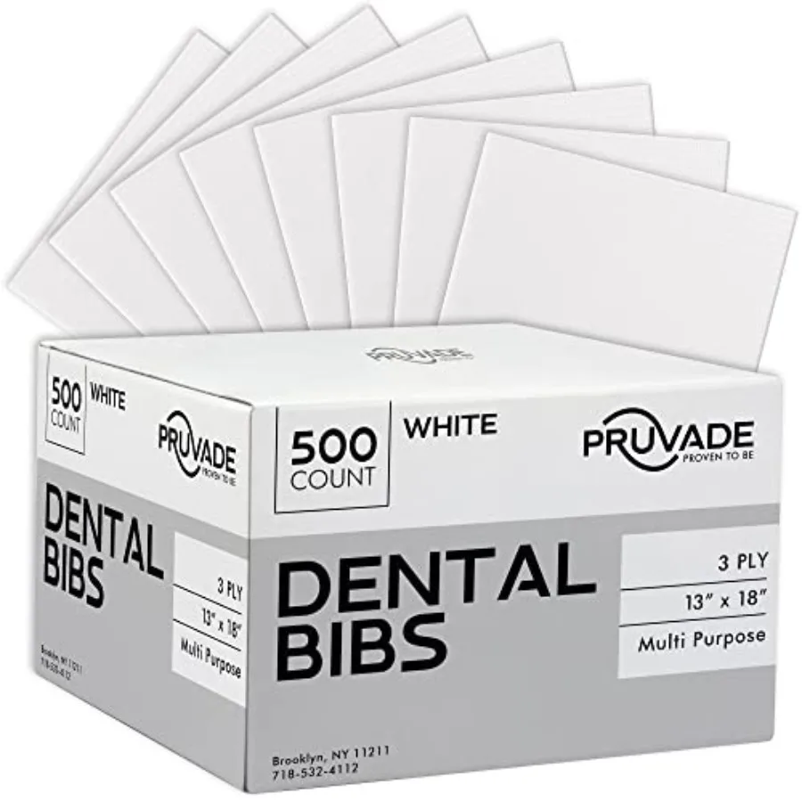 

Dental Bibs - 500 Pack Adult Disposable Bibs 3-Ply for Dentist Eating Tattooing - 13" x 18" Waterproof Medical Sheets for Pierc