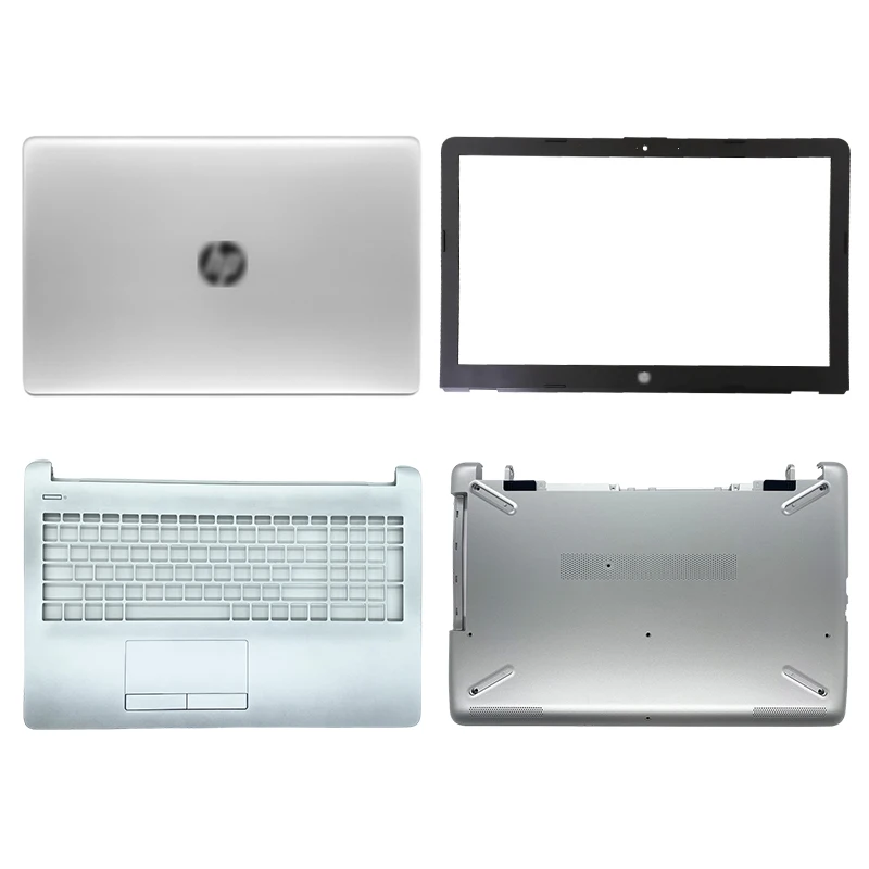 جديد حقيبة جهاز كمبيوتر محمول ل HP 15-BS 15-BW 15-RA 15-RB 250 G6 255 G6 LCD الغطاء الخلفي/الإطار الأمامي/المفصلات/Palmrest/غطاء سفلي فضي