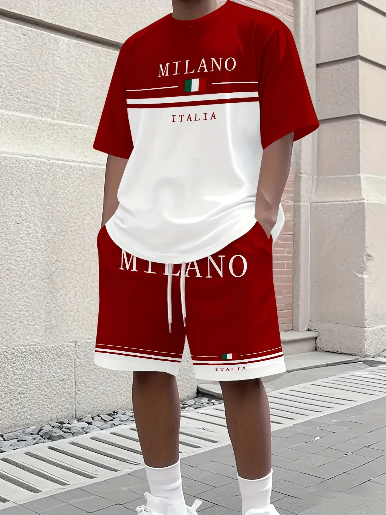 Summer Men's Round Neck Fashionable Casual Short Sleeved Shorts 3D Printed Set Comfortable Throughout The Four Seasons